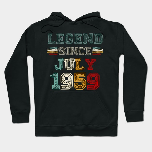 64 Years Old Legend Since July 1959 64th Birthday Hoodie by Gearlds Leonia
